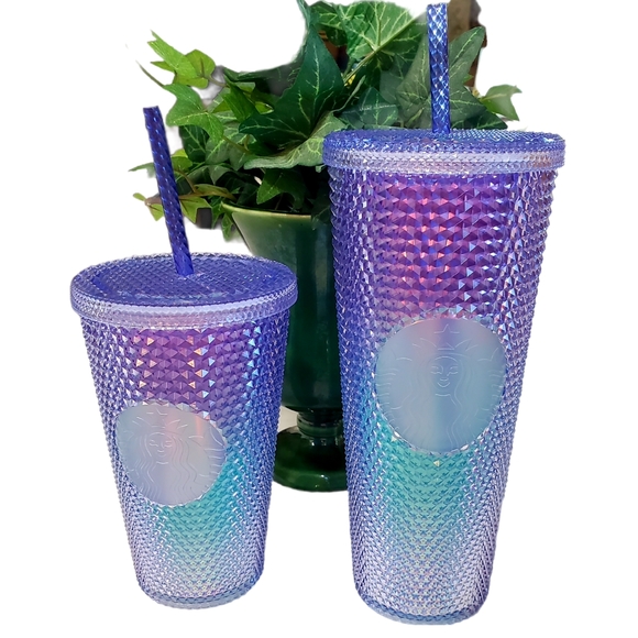 NWT Starbucks Bling Studded Blue Ombre Cold Cup Tumbler Pair
